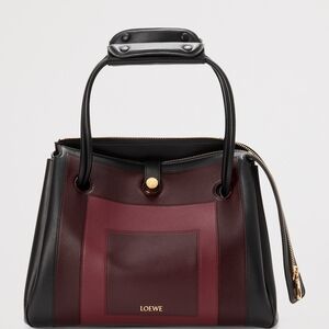 Loewe Madrid Leather Satchel Bag Black Burgundy Women’s